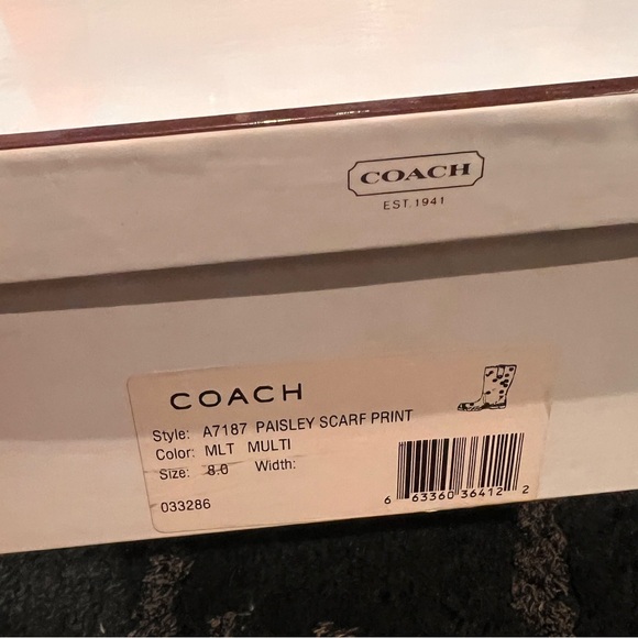 COACH PAISLEY SCARF PRINT RAIN BOOTS - Picture 12 of 13